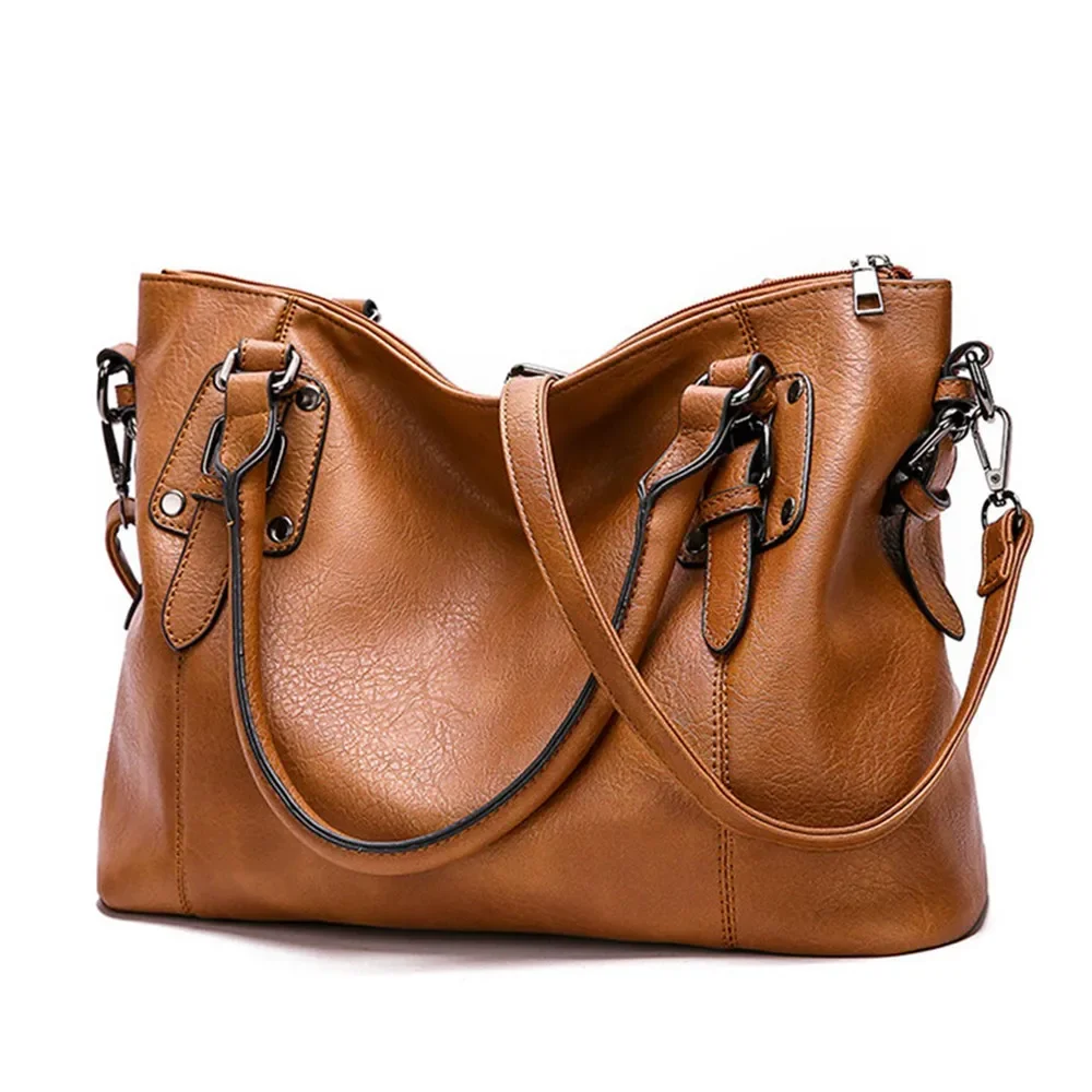 Borsa tote di grande capacità Borse da donna di design retrò Borsa a tracolla da donna casual multitasche in morbida pelle PU