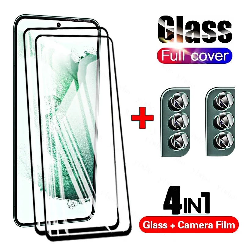 Custodie Per Samsung Galaxy S22 Plus 5G Vetro Temperato Acceso Per Samsung S22 S21 Fe S20 Fe S21 Plus Lente Protettiva Per Schermo Galaxy S22 +