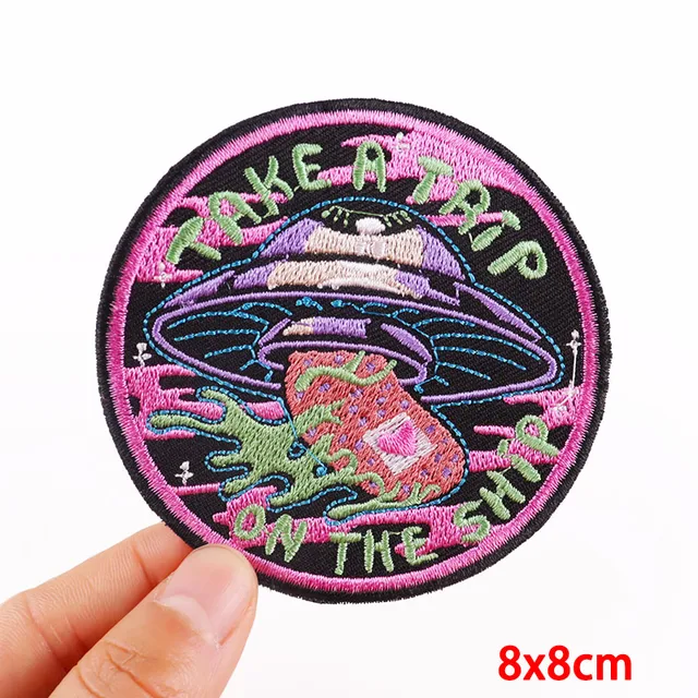 Cartoon Ufo Hippie Patches Embroidered Patches For Clothing - Temu