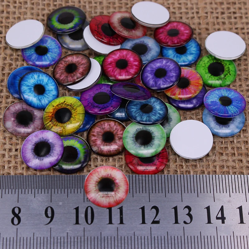 40 개/몫 14mm 눈동자 눈 패턴 얇은 눈 칩 Blythe 인형에 적합 DIY 결과 및 구성 요소 만들기 BT014