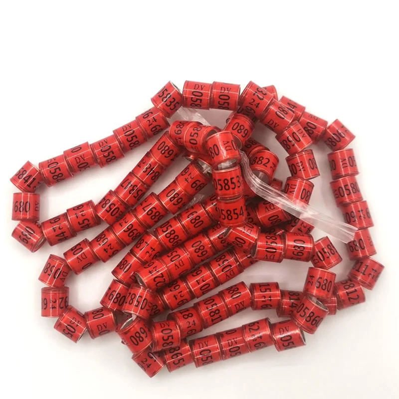 50Pcs 2024 8mm Pigeon Foot Ring Aluminum Plastic Material Bird Foot Ring with Numbers Multicolor Optional Bird Supplies