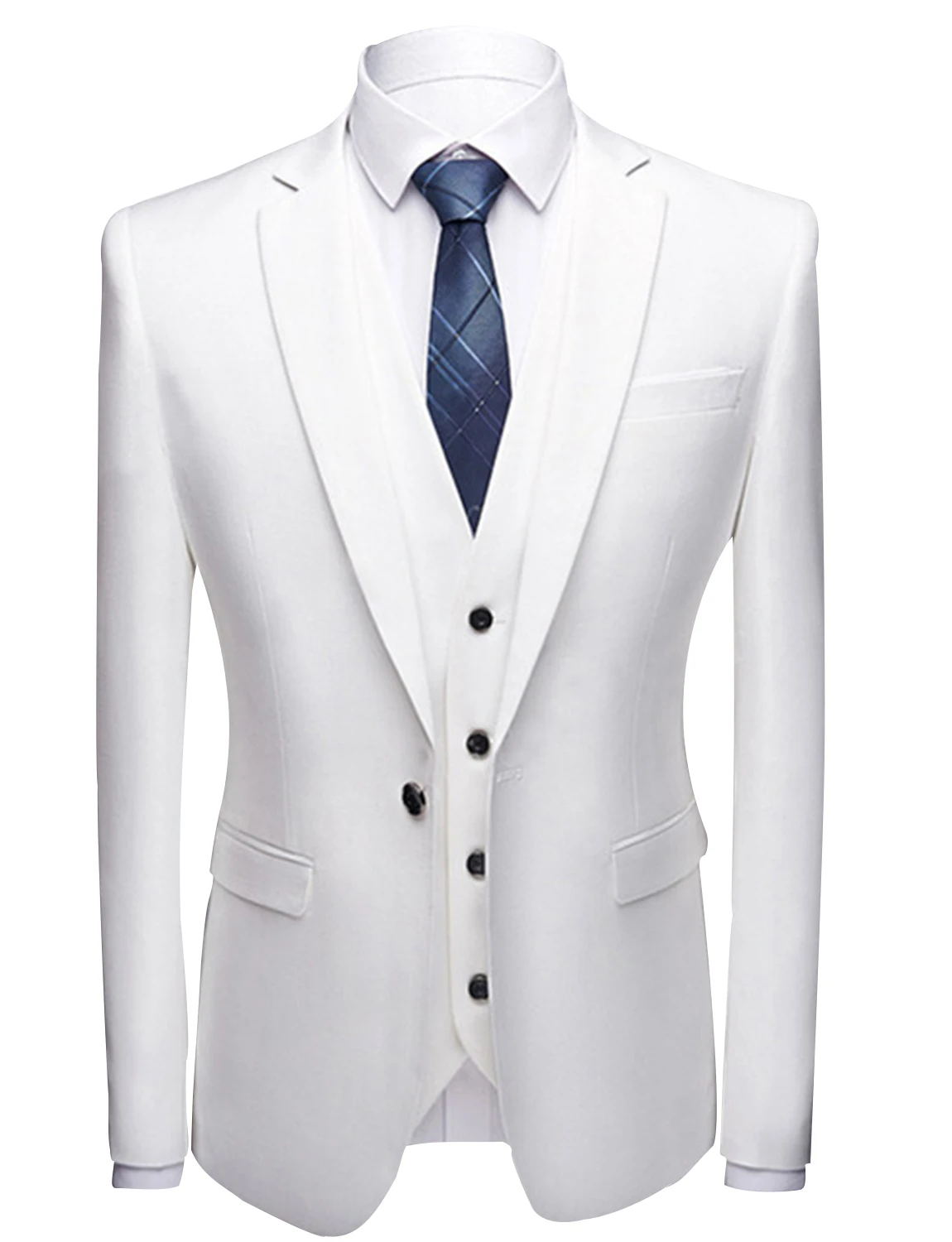 Solid Slim Fit Men's 3 Pieces Wedding Suit Prom Notch Lapel One Button Jacket Waistcoat Trousers for Business Party Prom