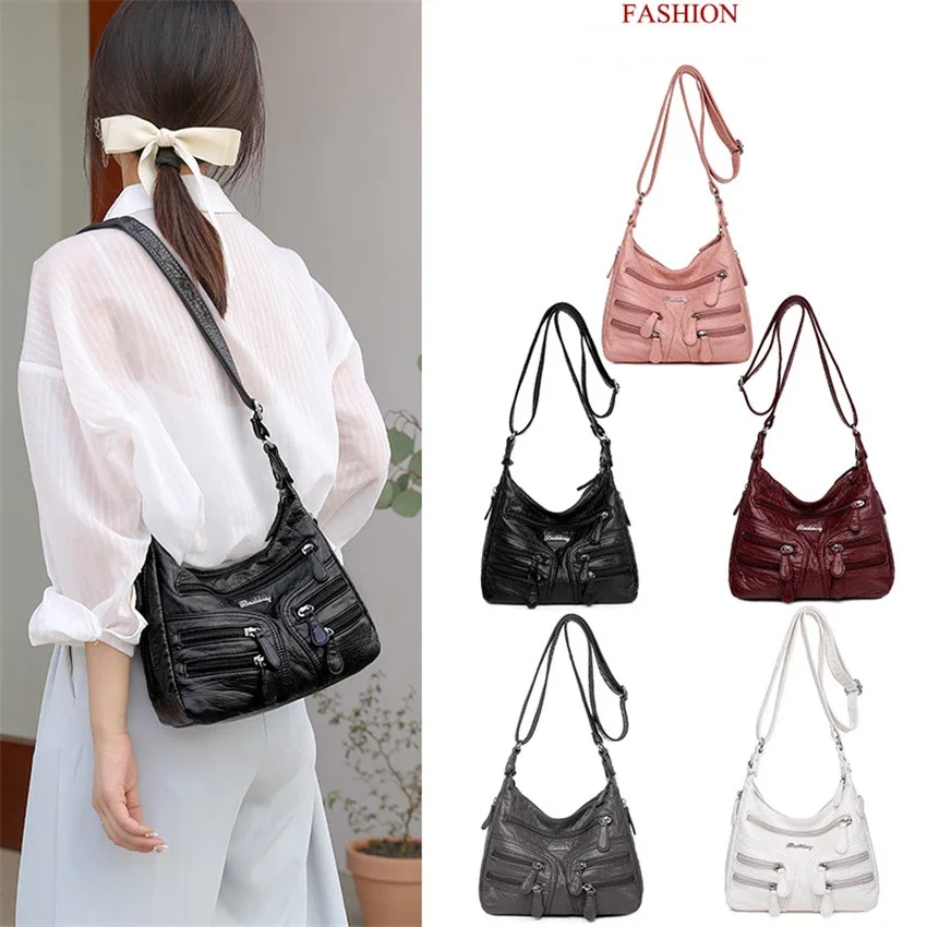 Borsa a Tracolla piccola Donna Borse Donna Borsa Morbida Pelle Artificiale Borse a Spalla da ragazza Donna per Shopping Lavori Viaggiare - vino rosso