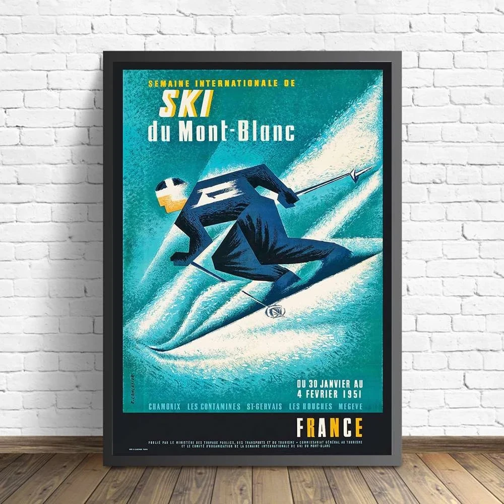 Canvas HD Print Chamonix France Ski Vintage Travel Poster Wall Art Home Decoration Painting Modular Pictures Artwork Living Room | Дом и сад