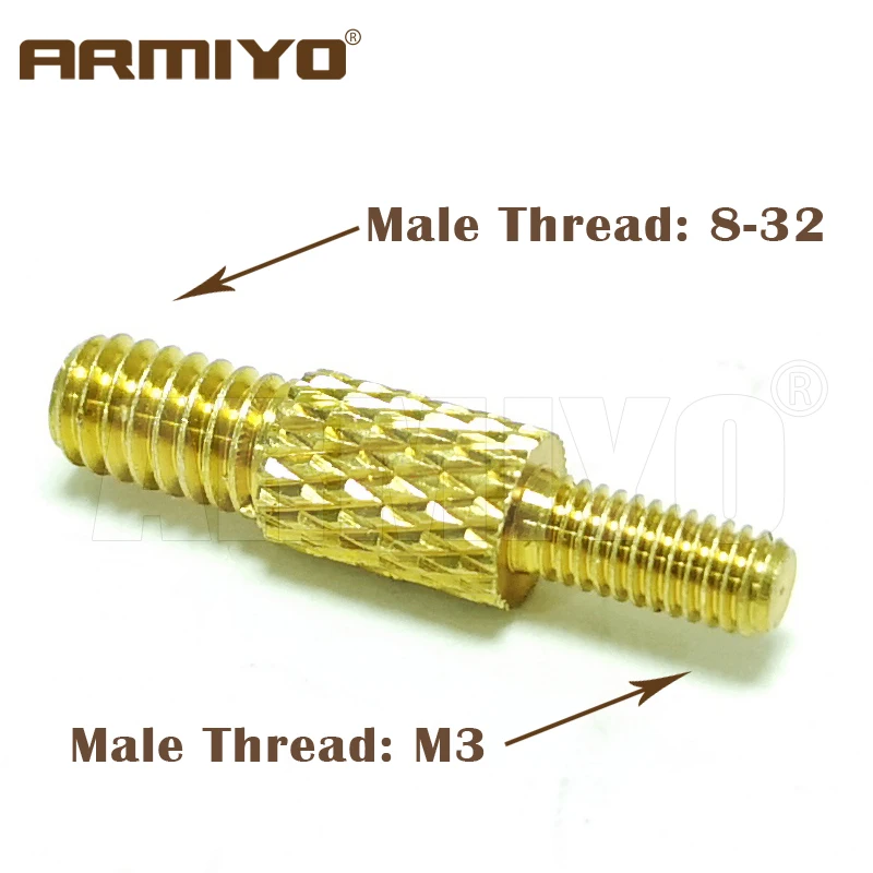 Armiyo 5 mm Außengewinde aus massivem Messing, 8-32 / M3 / 5-40, Konvertierungsadapter für Reinigungsbürste, Moppstange, Jagdzubehör – Detail 2