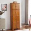 4 Tier Farmhouse Storage Cabinet with 8 Doors & 4 Shelves, 72" H Kitchen Pantry Cabinet Freestanding Floor Cabinet, Wooden Organ 3