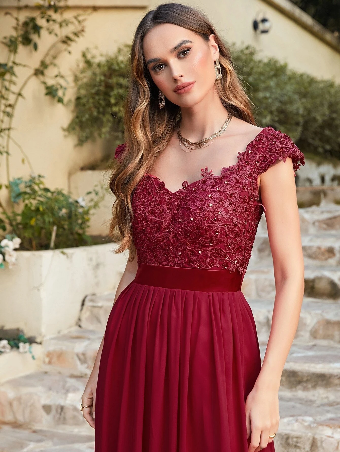 Bridesmaid Dresses Elegant Long Beading Pearls Bodice