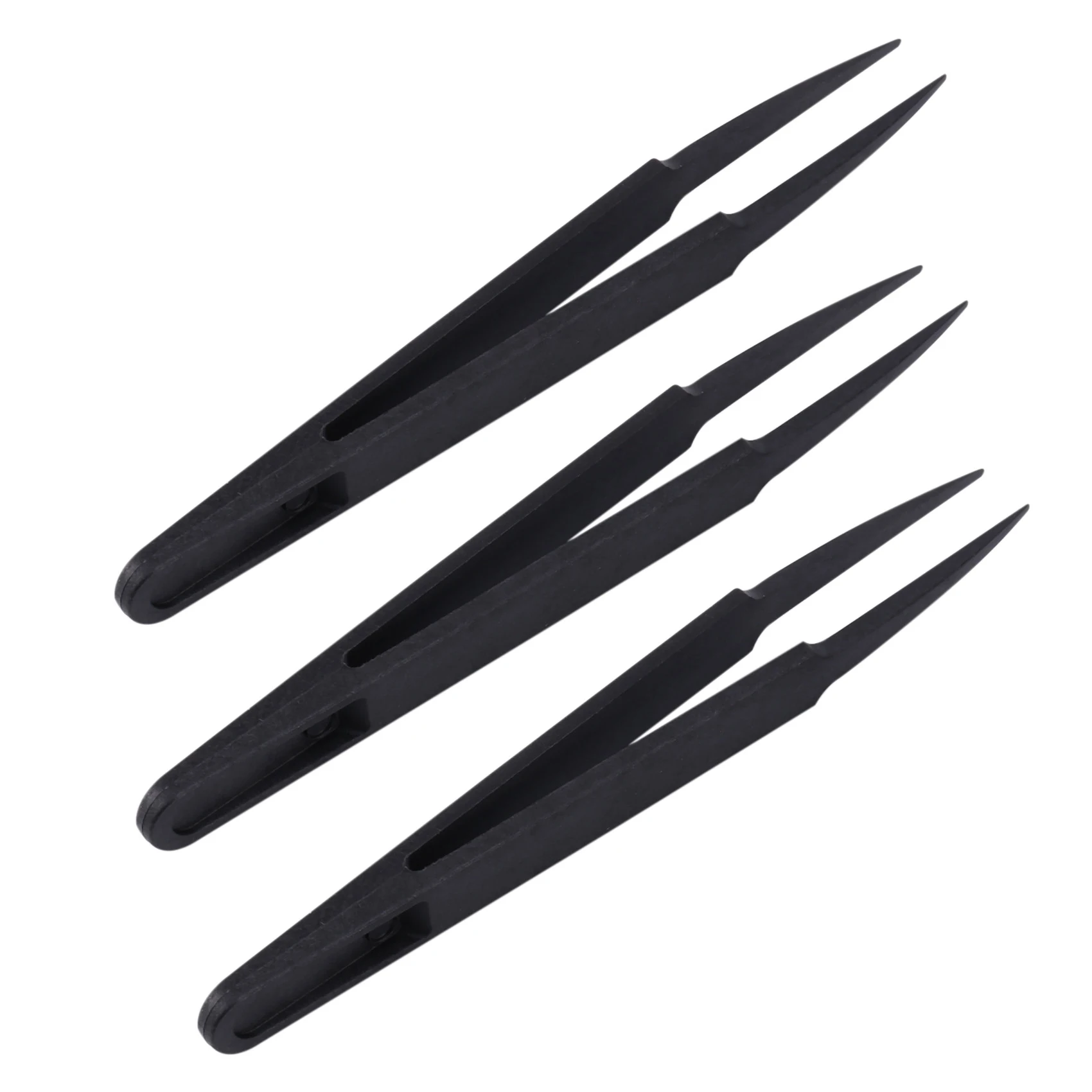 Plastic Tweezers, 3 Pcs Black Plastic Anti-static Tweezers