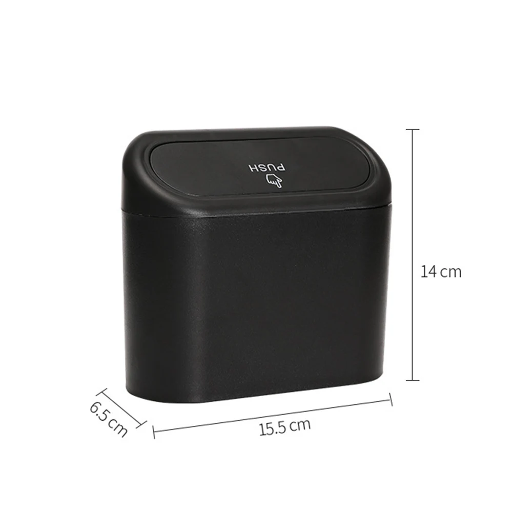 Car Bin Hanging Vehicle Garbage Dust Case Storage Box Black Square Pressing Type Trash Can Auto Interior Accessories