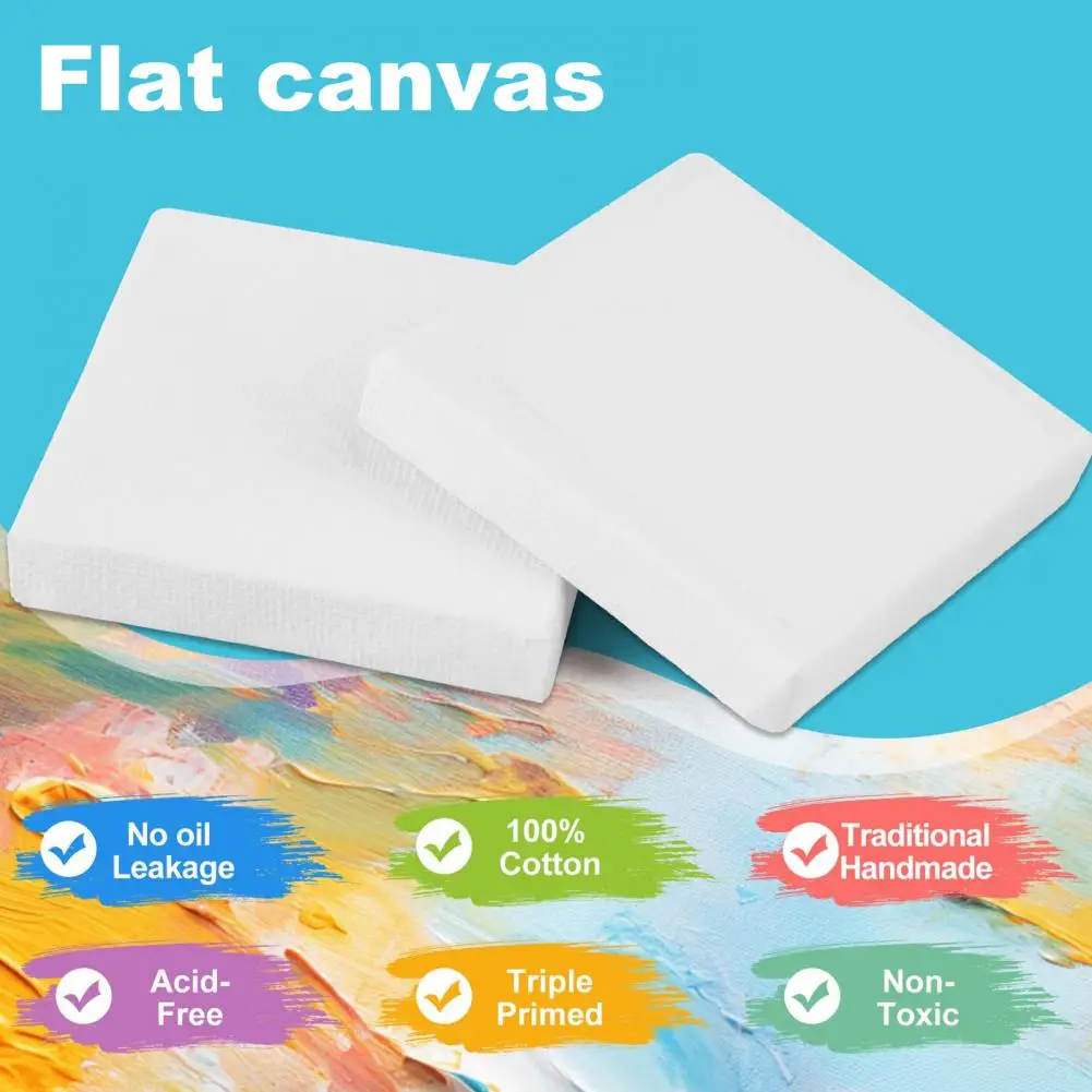 10 Pcs Oil Painting Board No Oil Leakage Triple Primed Wooden Mini Primer Stretch Canvas for Watercolor Acrylic Art Supplies