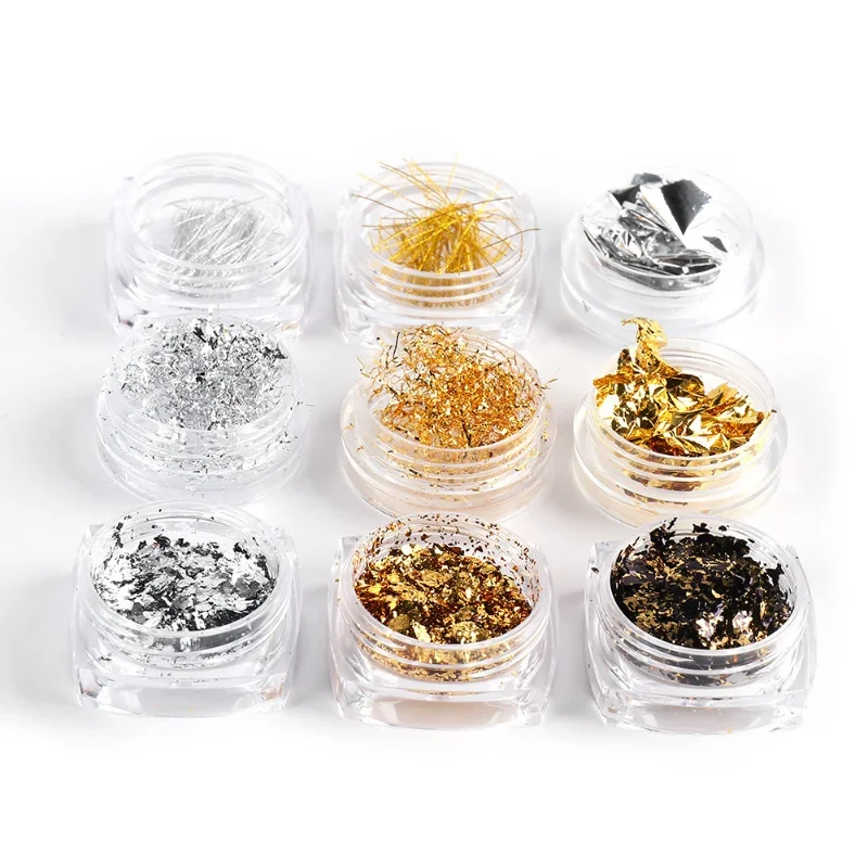 1 Box Imitation Gold Sliver Copper Foil Sequins Glitters Craft Leaf Flake Sheets Bulk Foil Paper for Gilding DIY Nail Art Decor 5