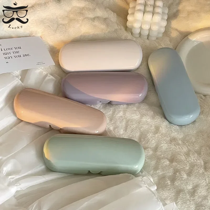 Cream Colored Glasses Case Women Portable Cute Sunglasses Myopia Glasses Storage Box Travel Protective Organizer