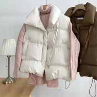 Women Fashion Autumn New 2024 Stand Collar Elegant Down Coats Warm Outerwear Casual Belt Sleeveless Winter Women Vests Jackets - Image 2