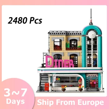 2480 Pz Centro Creativo Ristorante Building Block Modello Street View Decorazione del Desktop Giocattoli Regalo Di Compleanno Compatibile 10260 15037