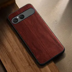 Stylish Durable Wooden Pattern PU Leather Phone Case Cover for Xperia 10 V (Brown)