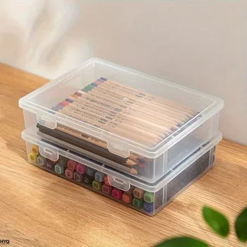 Astuccio ad alta capacità in plastica trasparente per schizzi, pennarelli, matite colorate, organizer per pittura, essenziali per il ritorno a scuola