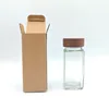 Simple Wooden Lid Seasoning Bottle Square Transparent Glass Can Multi-Function Kitchen Cooking Table Salt Spice Storage Tool 6