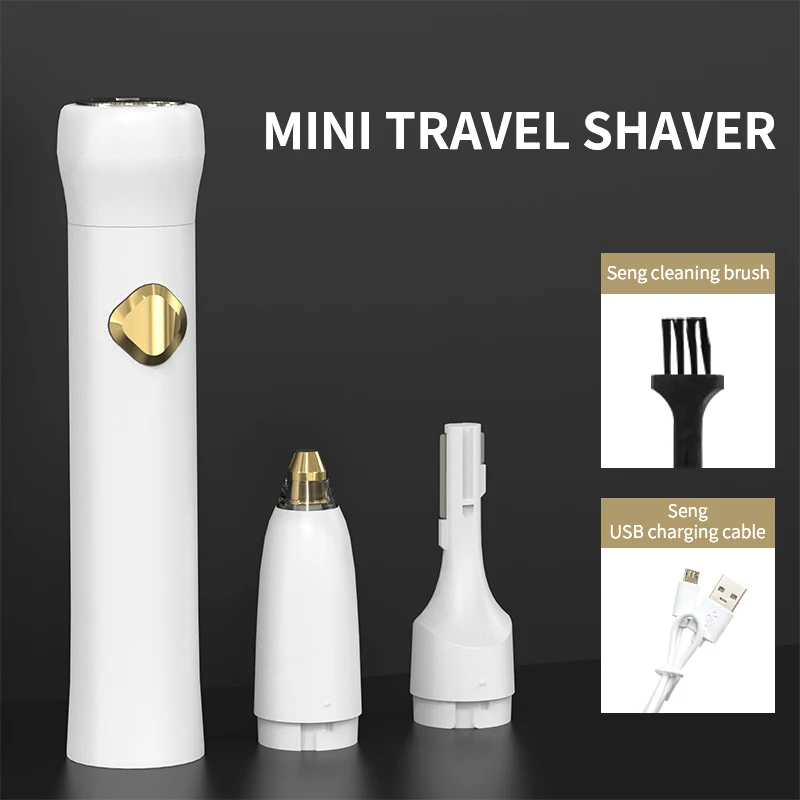 Mini electric shaver, rechargeable, portable, for nose hair, eyebrows, beard trimming, men and women's shaver