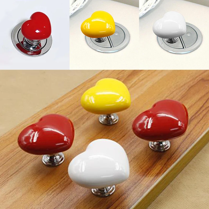 Colorful Heart-shaped Toilet Press Button Plastic Press Tank Push Switch Toilet Bathing Room Decor Protection Nail Assist Device