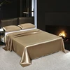 Luxury Satin Bedsheet Soft Comfortable Solid Color Flat Sheet Single Double Twin King Size Bedding Sheet 1