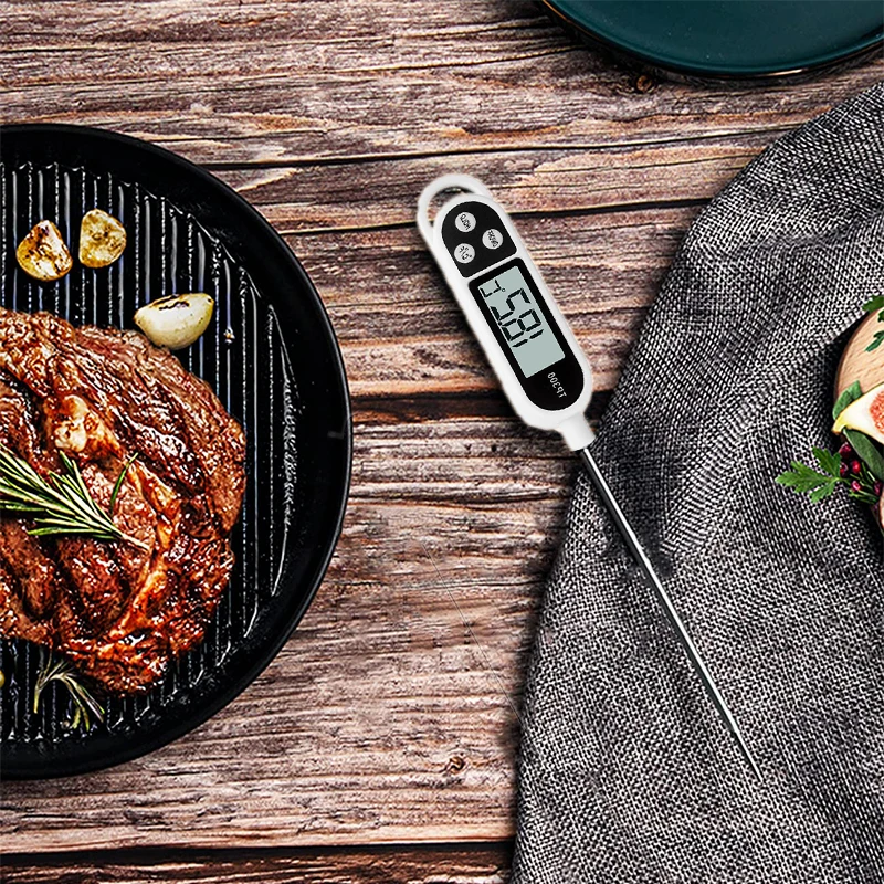 Food Thermometer Digital Real-Time Reading Meat And Beverage Thermometer With LCD Display And Probe Electronic Kitchen Thermomet