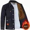 Thickened Fleece Lined Denim Jacket for Men Warm Windproof Large Size Loose Winter Coat Casual Outerwear Male Model