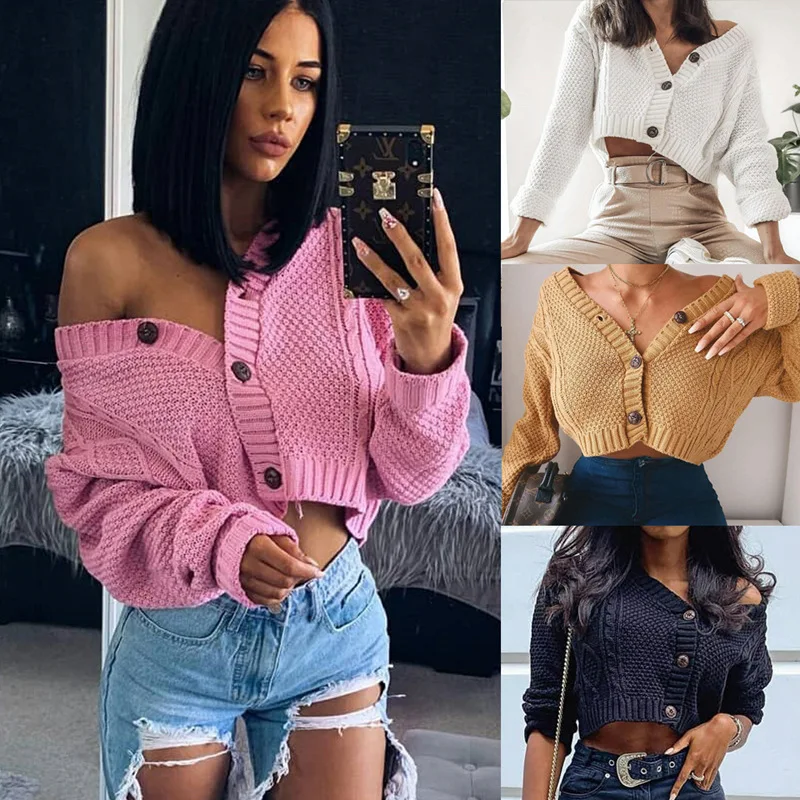 

2023 Autumn Extreme Short Sweater Cardigans Knitting Twist Knitted Coat Jacket Short Casual Knitted Sweater Women Tops