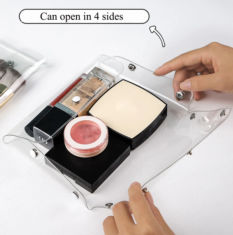 Description Picture 5 of itemMakeup Bag Clear Organizer Cosmetic Bags Travel Portable Brush Case Storage Bags Transparent Pen Bag Wash Toiletry Bag Container