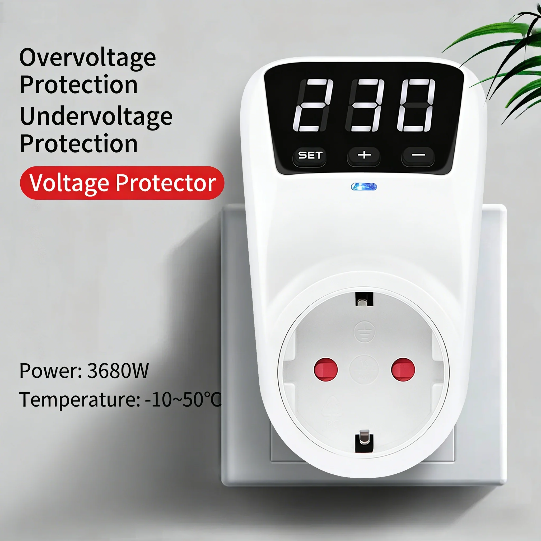 EUTypeLEDDigitalDisplayAutomaticVoltageProtectorSwitch16A230VAdjustablePowerSurgeProtectionVoltSafeForHomeApp-AliExpress13