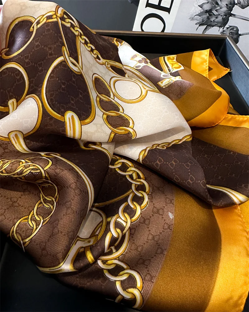 70*70cm Platz Silk Schal für Frauen Mode Damen Satin Hals Haar Krawatte Bandana Weiblich Foulard Strand Stolen hijab Schals Pareo – Detail 6