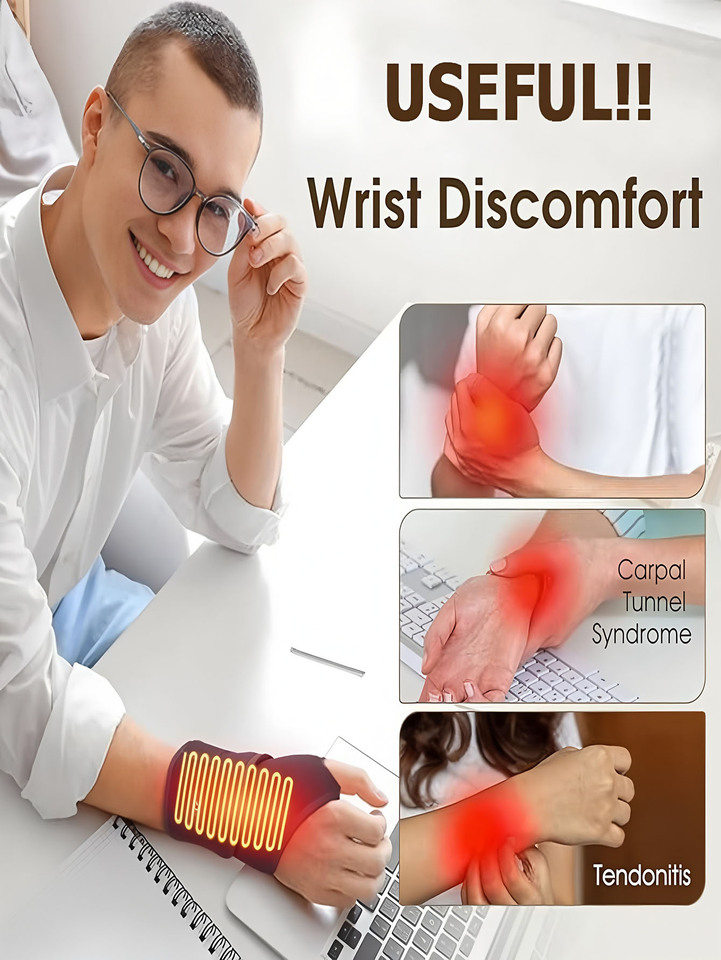  2026 Electrically heated wrist brace with adjustable and breathable black strap for sports and hand joint protection tools  USB 