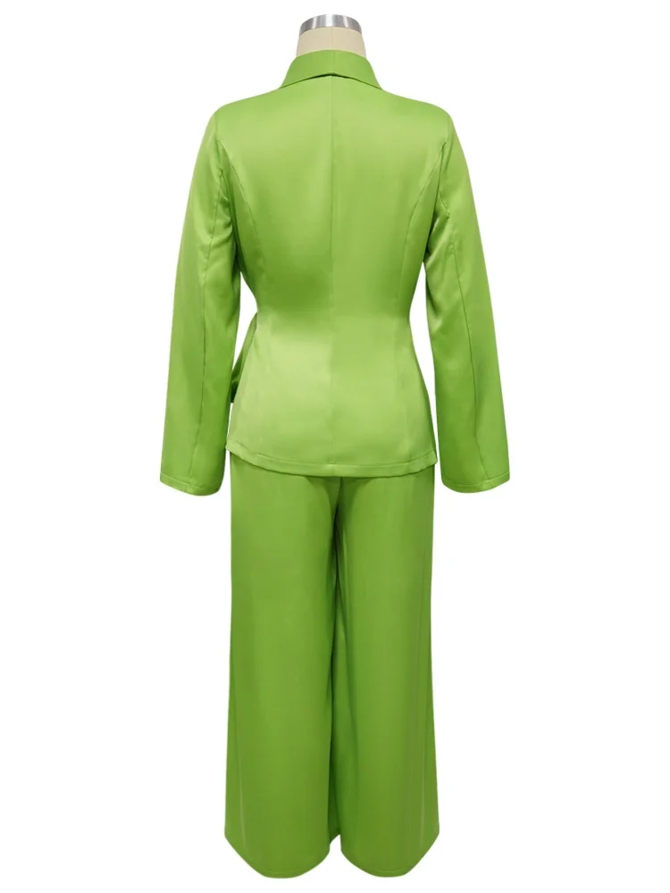 Wmstar Two Piece Sets Women Wholesale Fall and Winter Solid Color Suit Collar Tie Top Cardigan Wide Leg Pants Set Drop Shopping