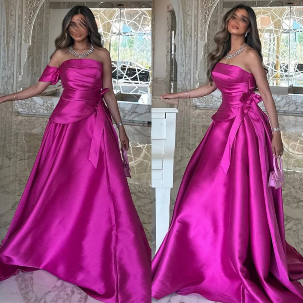 

Prom Dresses High Quality One Shoulder A-line Empire Party Dress Floor Length Satin Simple Formal Evening Gowns فستان سهرة