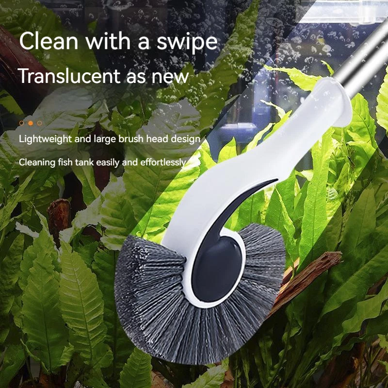 

Fish Tank Glass Cleaning Brush PET Brush Head Super Long Adjustable Handle Window Algae Aquarium Scrubber Household Clean Tool