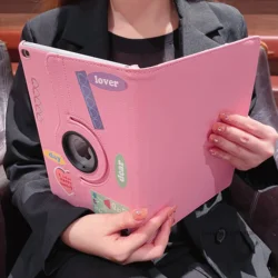 Enhanced Rotating iPad Mini Protective Case with Sticker - iPad mini 4 5 (Pink with Sticker)