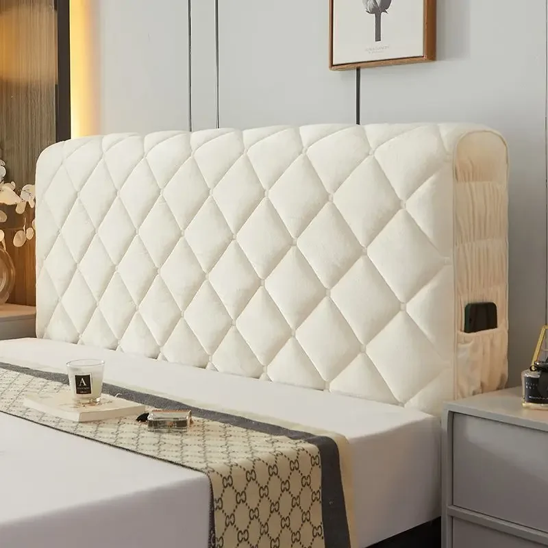 Soft Velvet Bed Headboard Cover Anti-Dust Thicken Back Protector