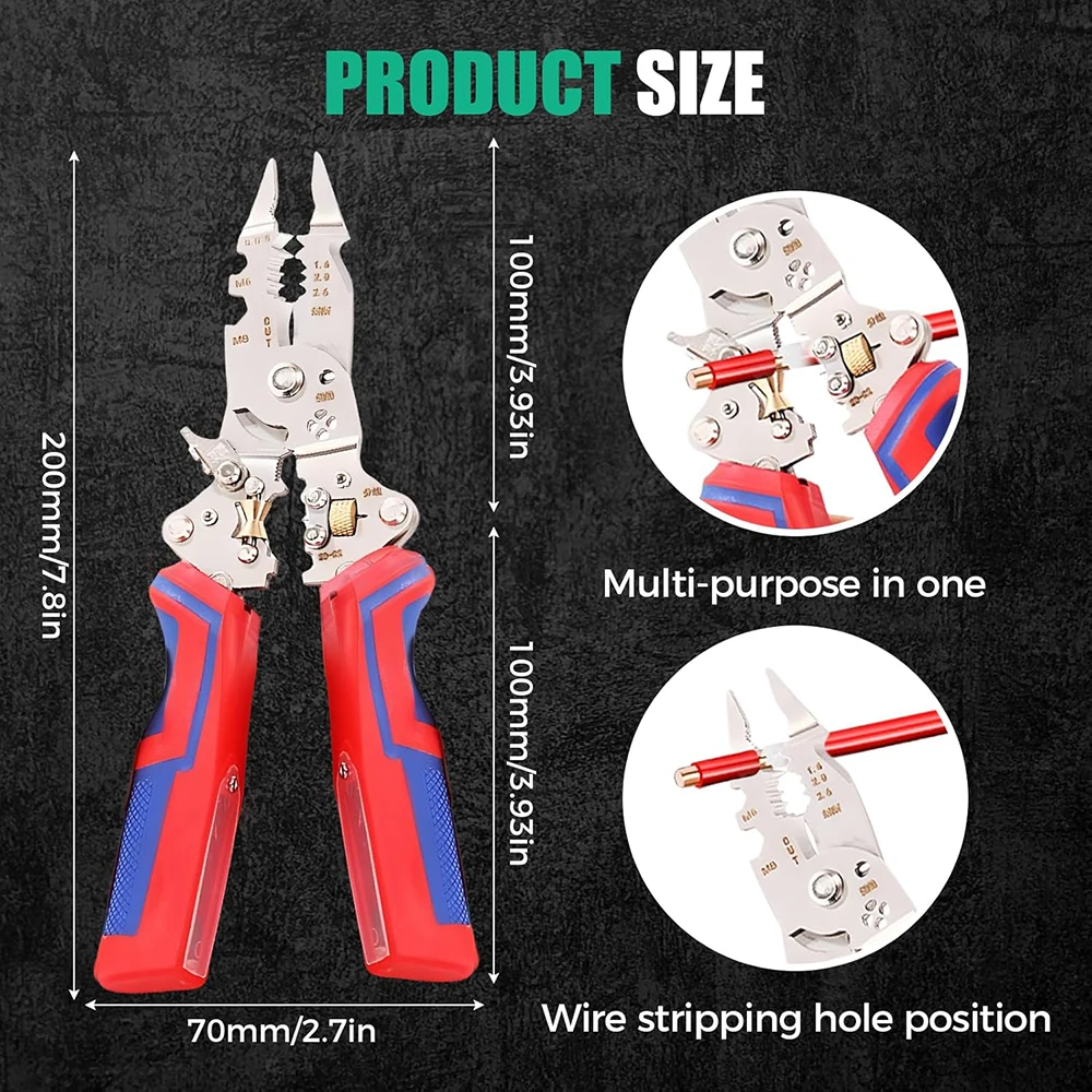 Enhanced Multi-Function Wire Stripper & Crimping Tool with Voltage Testing and Cable Cutting Scissors