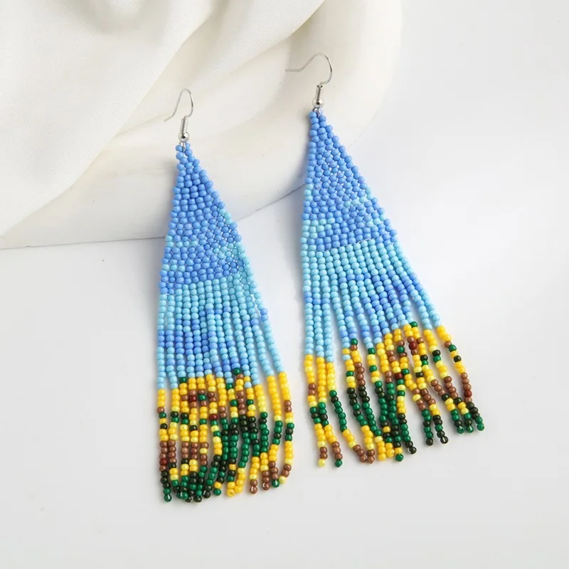 

Серьги из бисера, оригинальный дизайн, ручная вязка подсолнуха, богемные простые серьги из сплава
