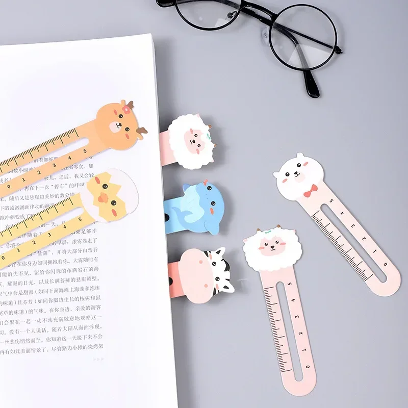 Cartoon Animal Bookmark 50Pcs/pack Cute Bear Kitten Student Ruler Bookmark Students Supplies Bookmarks for Books Animal Bookmark Bookmarks Stationery Supplies