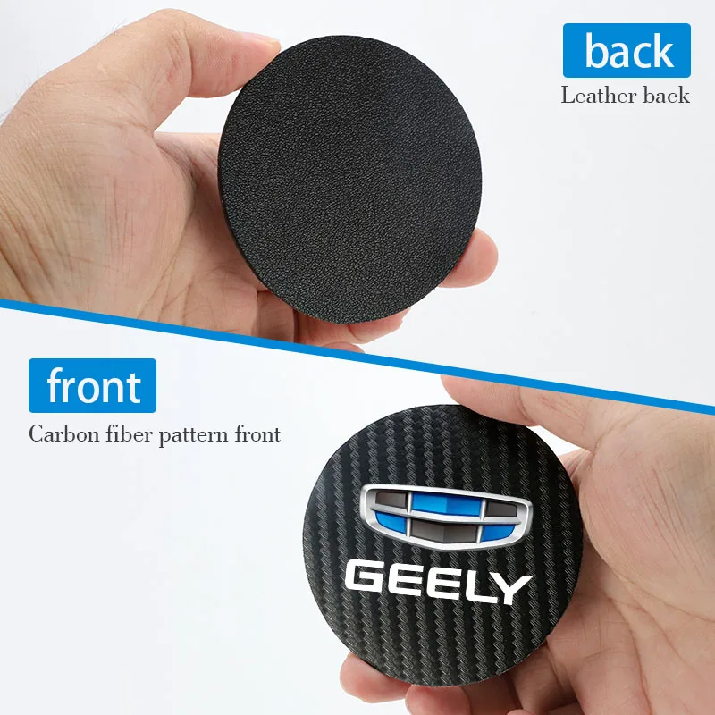 2Pcs Car Carbon Fiber Non Slip Water Cup Mat Auto Interior For Geely Coolray Geometry C GX3 Emgrand EC7 LC Panda Tugella Binray