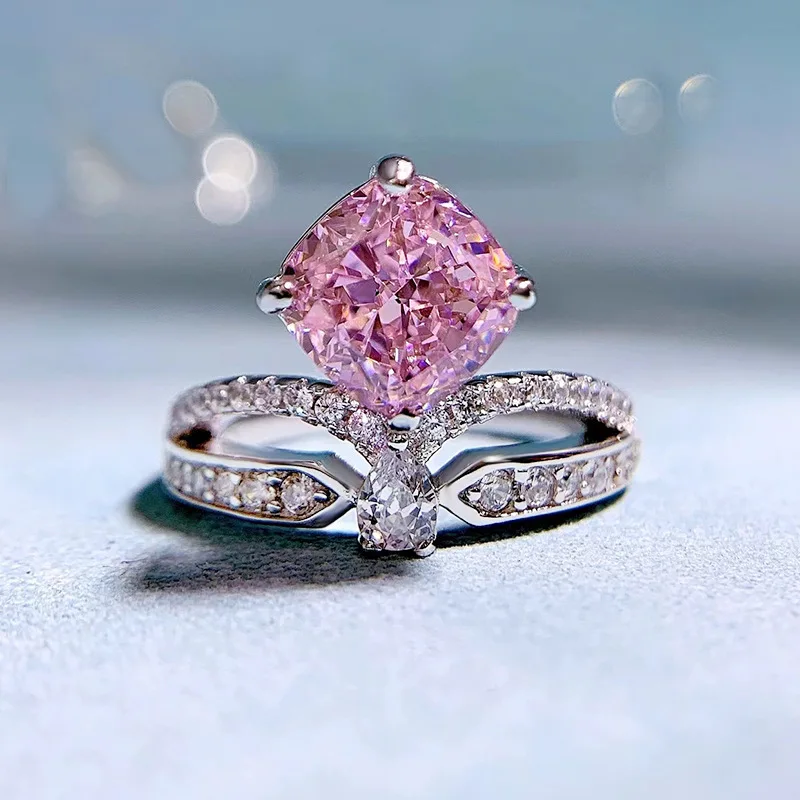 

S925 Серебряное кольцо толстое квадратное 8*8 инкрустированное фианитом индивидуальное модное Универсальное кольцо эксклюзивное ювелирное изделие для женщин