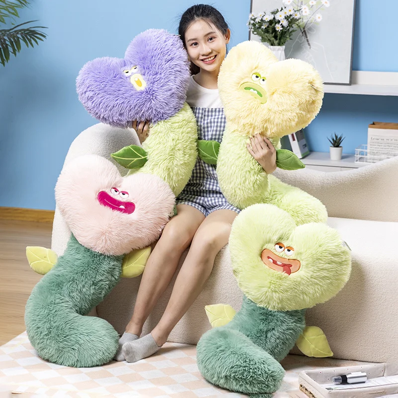 Cute Cartoon Plant Little Monster Flower Plush Pillow Toy Stuffed Flowers Doll Soft Sofa Cushion Floor Mat Girls Room Decor Gift