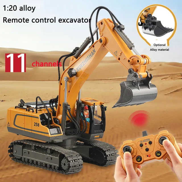1: 20 Large Alloy Remote Control Excavator 11 Channel Crawler Excavator Children Boy Competition Engineering Vehicle Model Toy 1