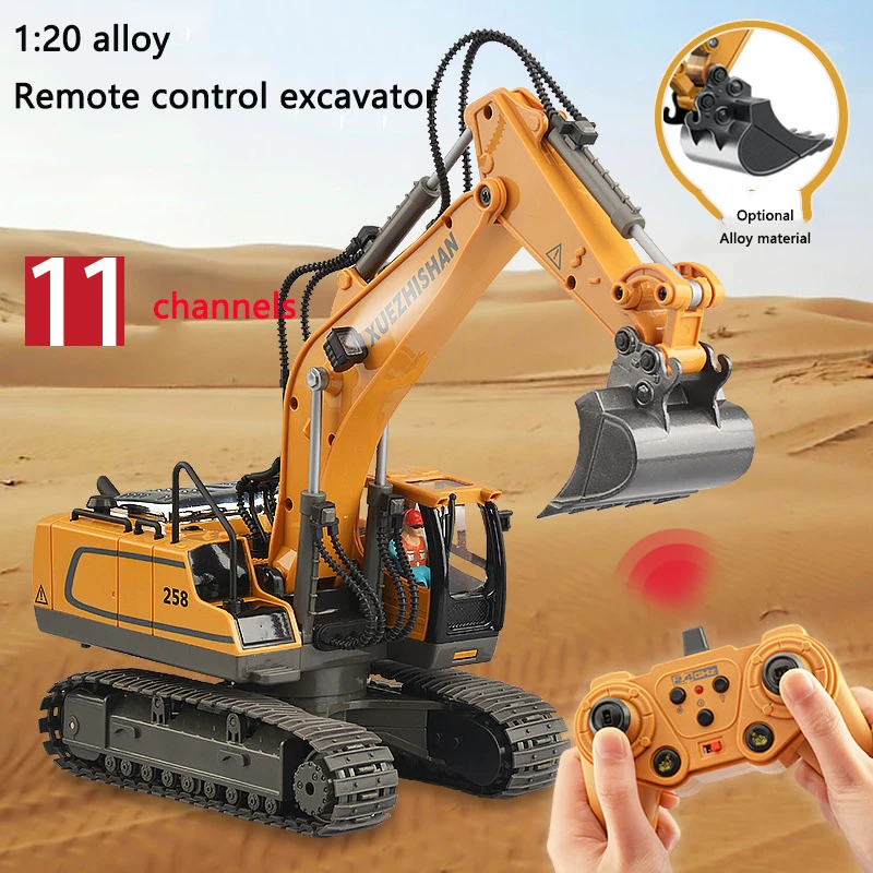 1: 20 Large Alloy Remote Control Excavator 11 Channel Crawler Excavator Children Boy Competition Engineering Vehicle Model Toy remote control cars & trucks