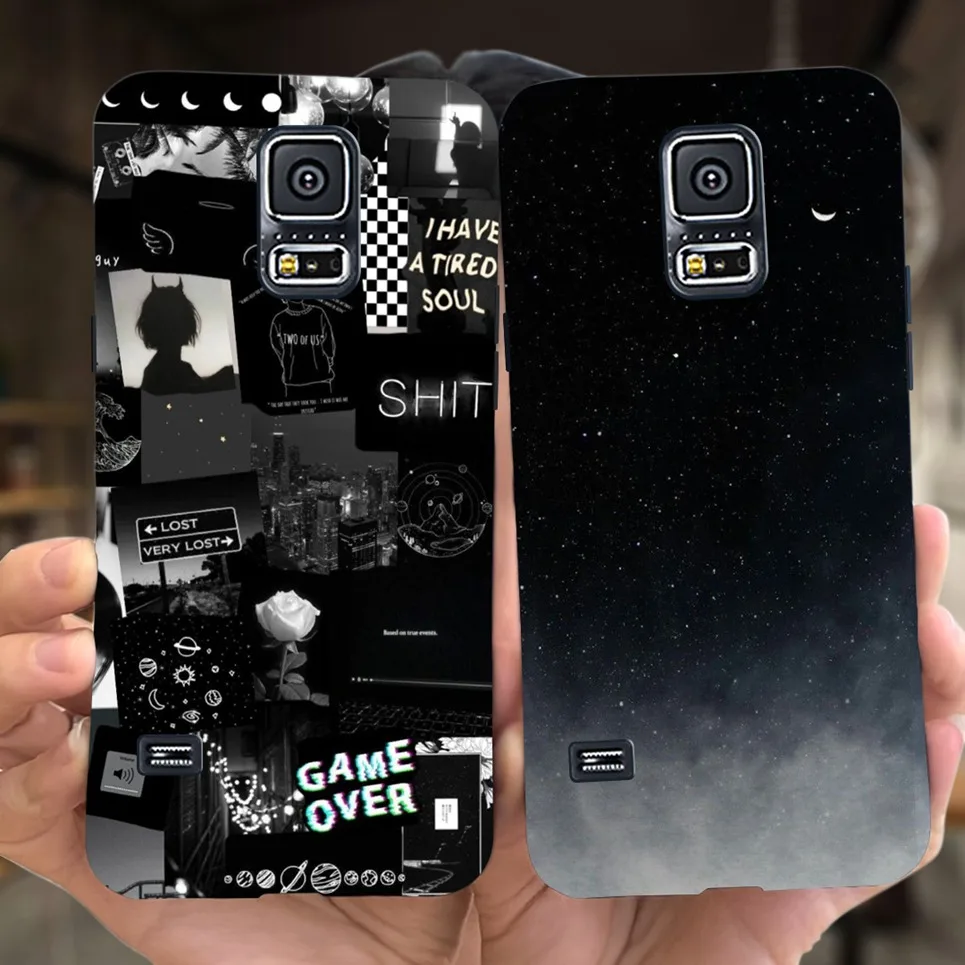 Custodia Nera Opaca Per Samsung Galaxy S5 Sm-G900F Custodie Cover 5.1 "Cool Fashion Pattern Coque Bumper Per Samsung S5 S 5 Soft Tpu