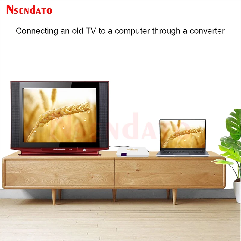 HDMI-Compatible to RF Modulator Converter Analog Signal TV Transmitter Box with Remote Control For TV Monitor Projector