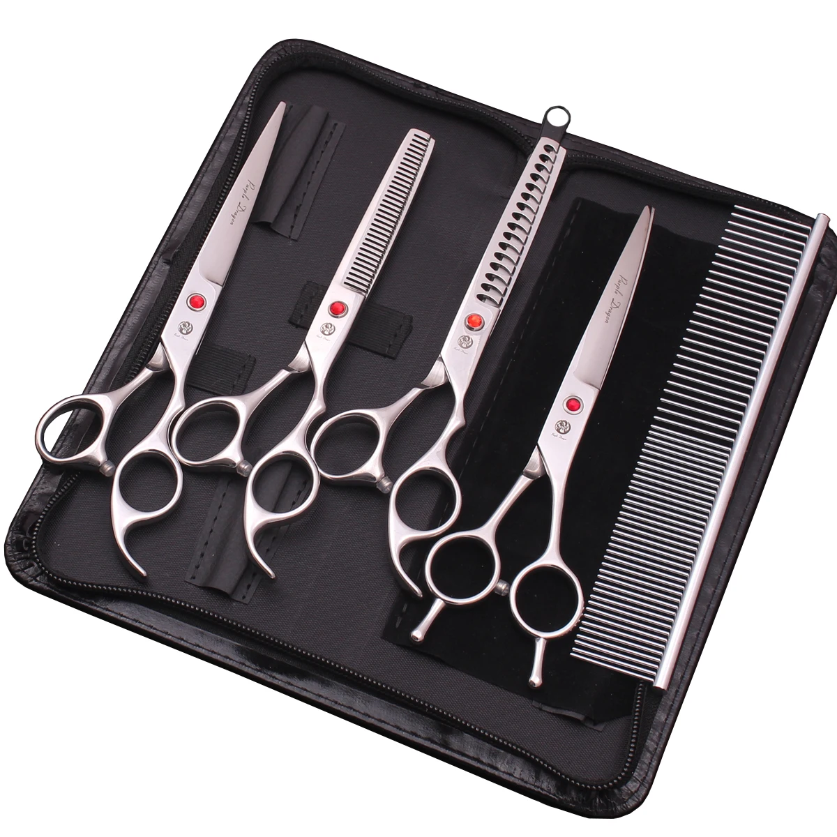 7" Purple Dragon Dog Grooming Scissors Set Japan Steel Curved Scissors Thinning Straight Shears Z3002