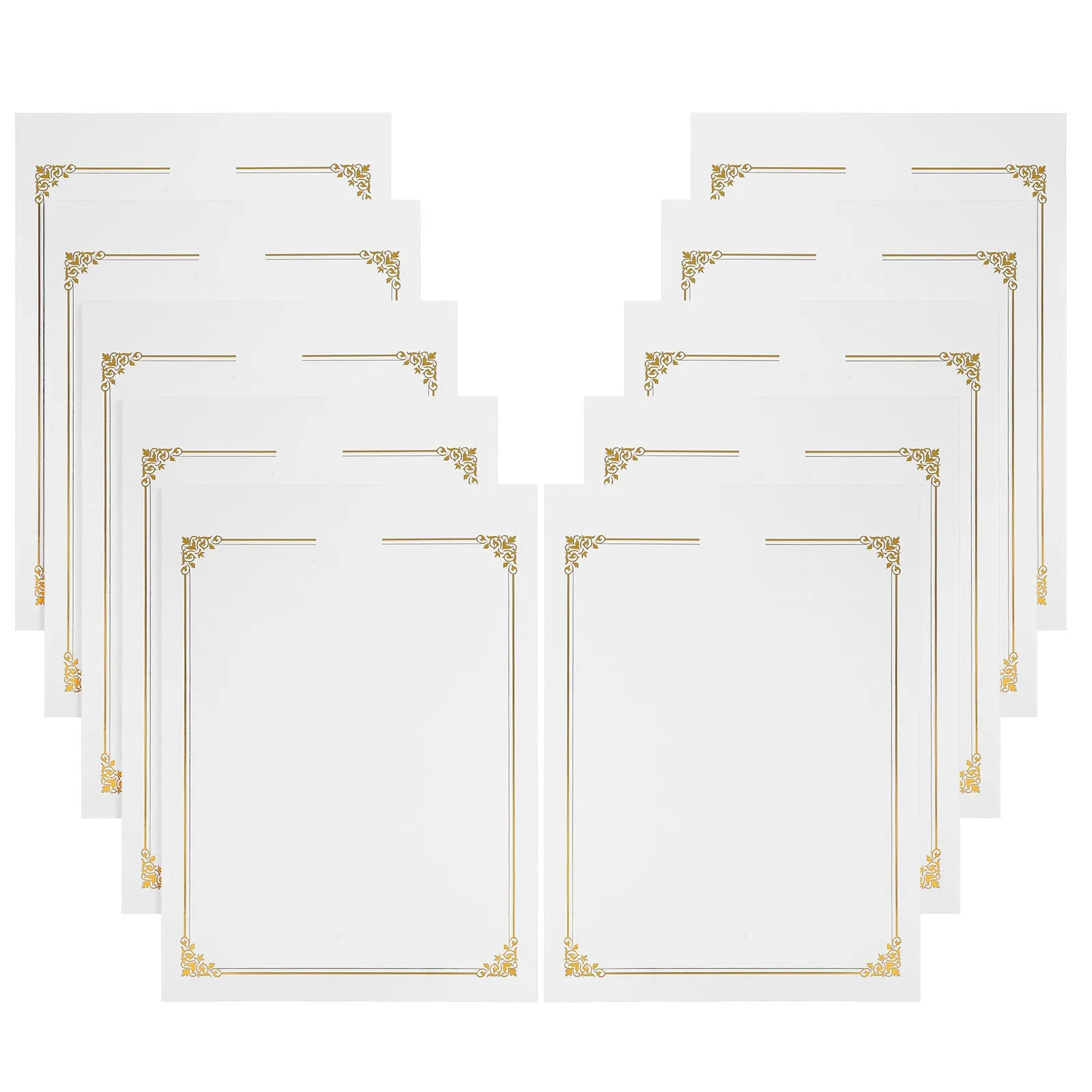 10Pcs 인쇄 가능한 빈 인증서 용지 금박 가장자리 디플로마 카드지 졸업용 프리미엄 두꺼운 인증 상장 용지
