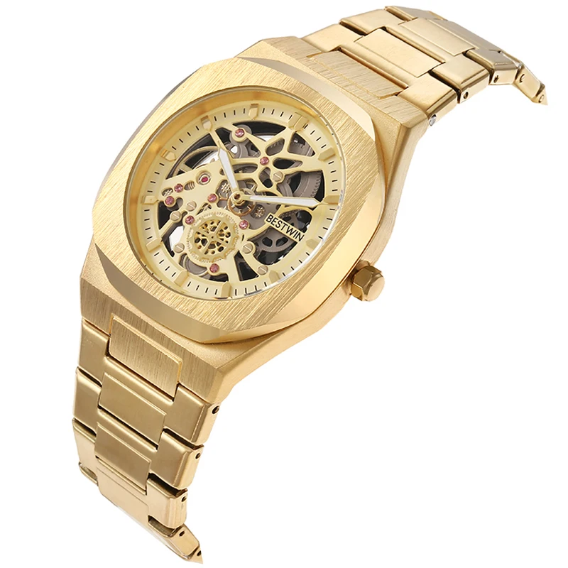 Luxury Men Watch Steampunk Style New Concept Hollow Skeleton Reloj Men's Quartz Wristwatch Sports Diamond Gold Watches Man Clock