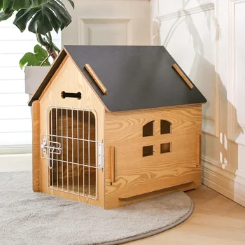 Doghouse Comfortable Wooden Design Dog House for Dogs Small Indoor Bed Room Dog Cave With Vents and Raised Floor for Warmth Cage 1